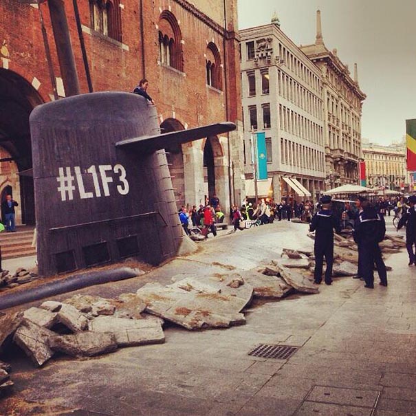 Submarine Crashes Through Streets Of Milan In Creative Publicity Stunt Submarine Crashes Through Streets Of Milan In Creative Publicity Stunt