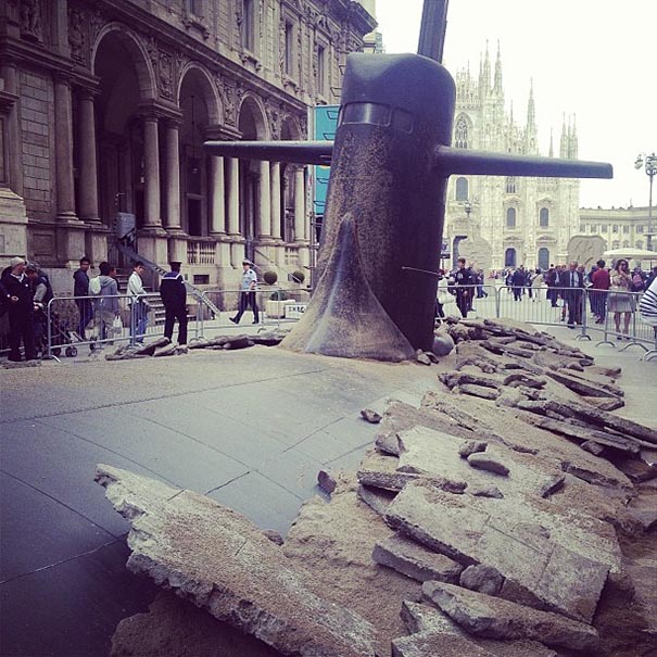 Submarine Crashes Through Streets Of Milan In Creative Publicity Stunt Submarine Crashes Through Streets Of Milan In Creative Publicity Stunt