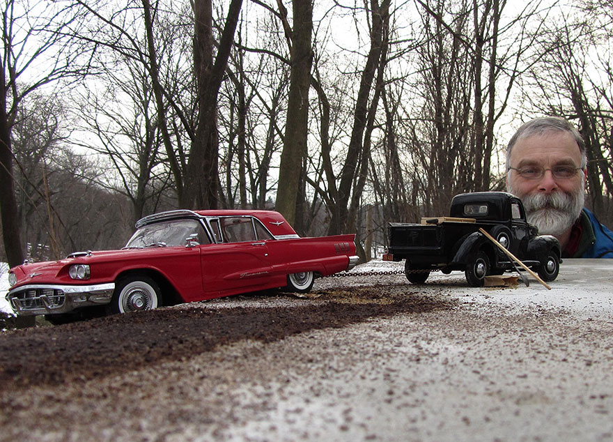 Artist Uses Perspective, Miniature Car Models And A $250 Camera To Create Realistic Historical Photos Artist Uses Perspective, Miniature Car Models And A $250 Camera To Create Realistic Historical Photos