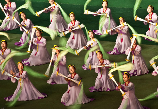 N. Korea's Mass Games or 100,000 Human Pixels