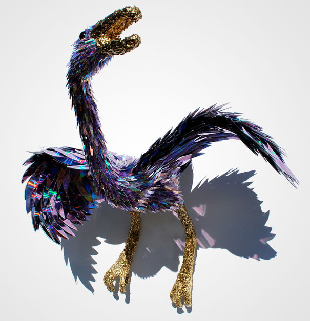Animal Sculptures Made Of Shattered CDs