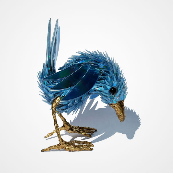 Animal Sculptures Made Of Shattered CDs