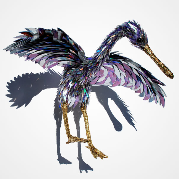 Animal Sculptures Made Of Shattered CDs