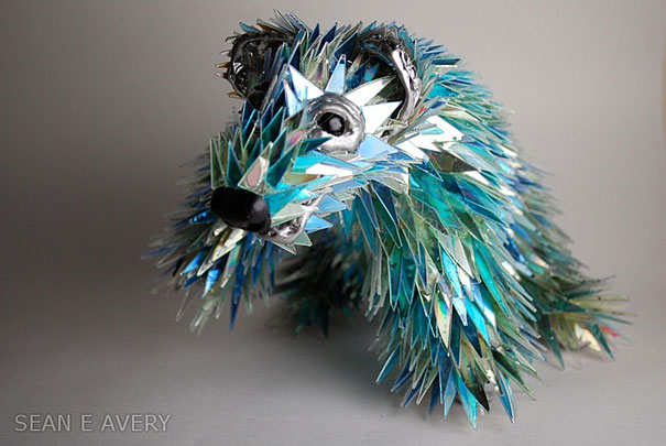 Animal Sculptures Made Of Shattered CDs Animal Sculptures Made Of Shattered CDs