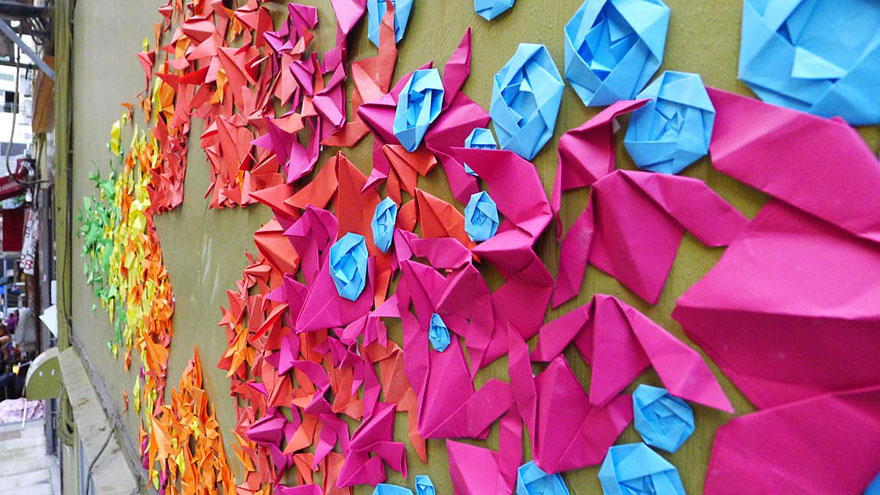 New Origami Street Art by Mademoiselle Maurice New Origami Street Art by Mademoiselle Maurice