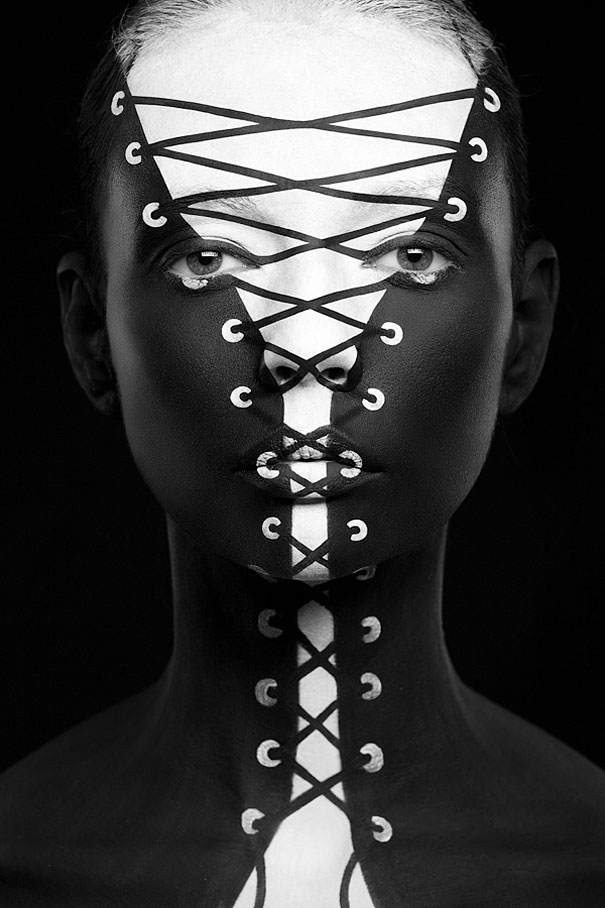 Models' Faces Turned Into Stunning Optical Illusions By Creative Russian Duo