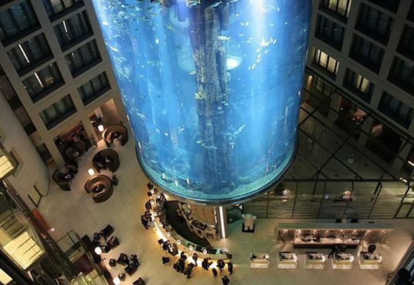 World’s Largest Cylindrical Aquarium at Radisson Blu Hotel Berlin