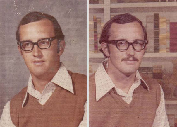 School Teacher Wears The Same Outfit For Yearbook Pictures for 40 Years School Teacher Wears The Same Outfit For Yearbook Pictures for 40 Years