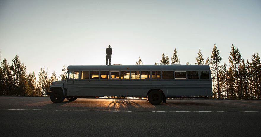 Architecture Student Bought a School Bus and Turned It Into Cozy Mobile Home