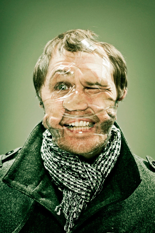 Distorted Scotch Tape Portraits by Wes Naman