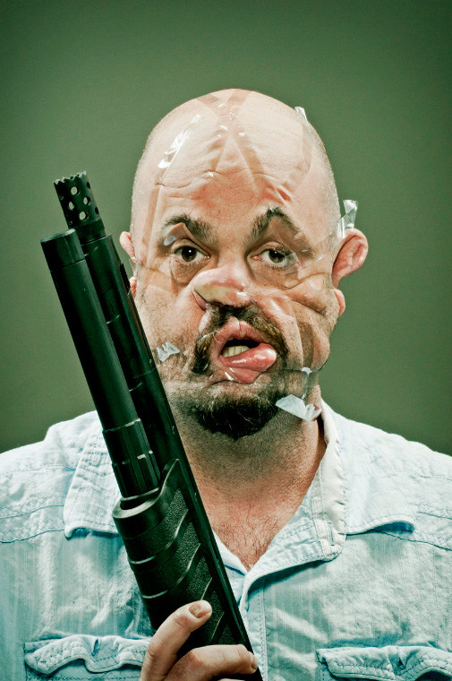 Distorted Scotch Tape Portraits by Wes Naman