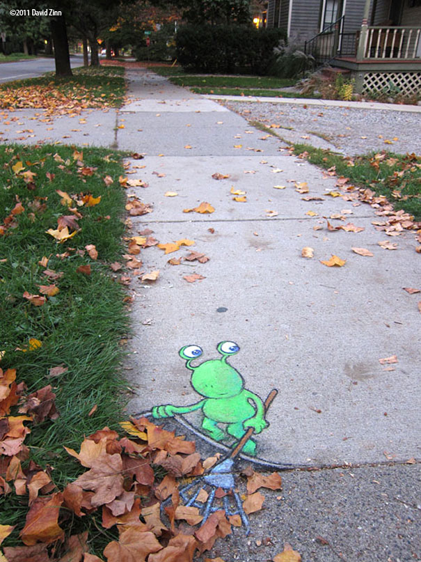Chalk-drawn Adventures of Sluggo by David Zinn Chalk-drawn Adventures of Sluggo by David Zinn