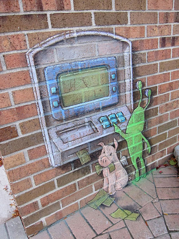 Chalk-drawn Adventures of Sluggo by David Zinn Chalk-drawn Adventures of Sluggo by David Zinn
