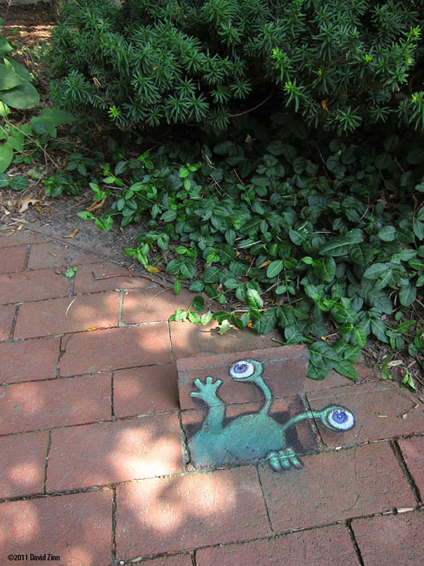Chalk-drawn Adventures of Sluggo by David Zinn Chalk-drawn Adventures of Sluggo by David Zinn