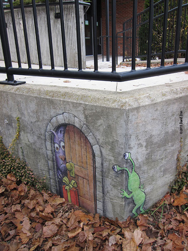 Chalk-drawn Adventures of Sluggo by David Zinn Chalk-drawn Adventures of Sluggo by David Zinn