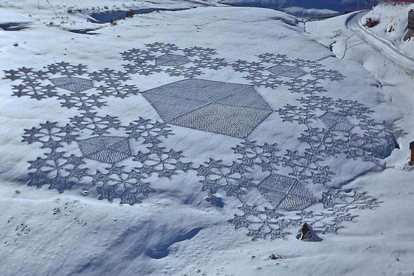 Incredible Trampled Snow Art by Simon Beck