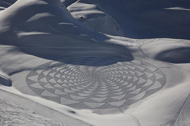 Incredible Trampled Snow Art by Simon Beck