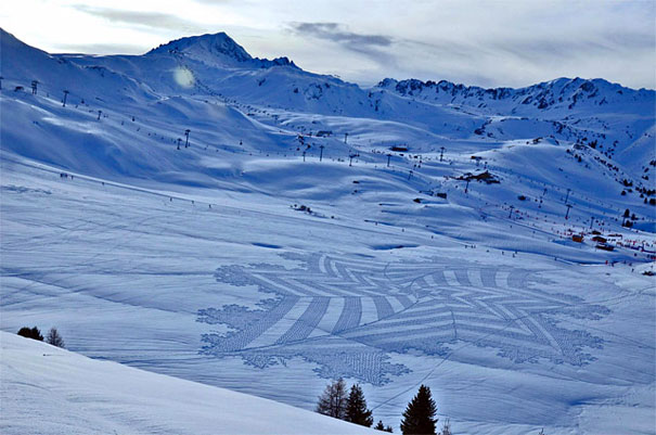 Incredible Trampled Snow Art by Simon Beck