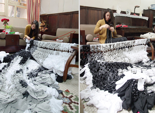 Portrait Made of 750 Pairs of Socks Portrait Made of 750 Pairs of Socks