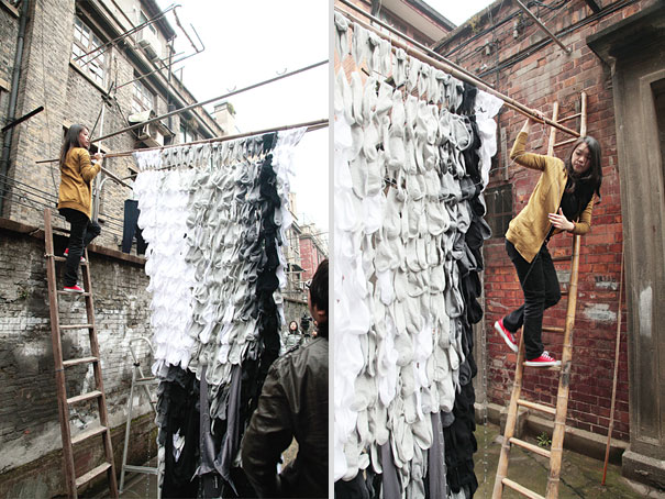 Portrait Made of 750 Pairs of Socks Portrait Made of 750 Pairs of Socks