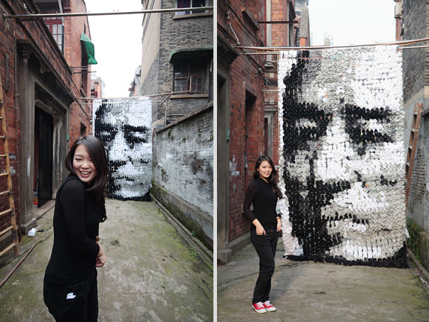 Portrait Made of 750 Pairs of Socks Portrait Made of 750 Pairs of Socks