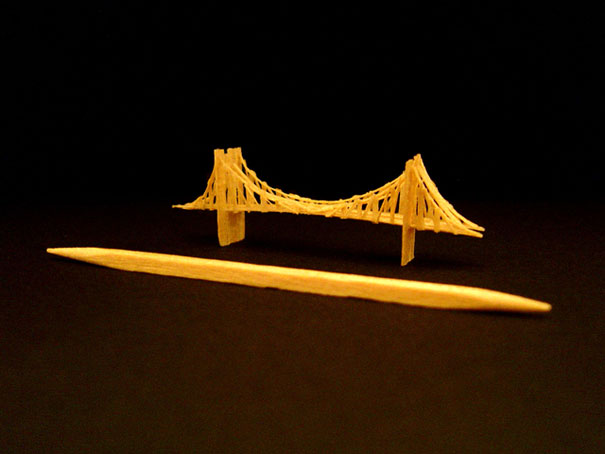 Tiny Sculptures Made From A Single Toothpick Tiny Sculptures Made From A Single Toothpick