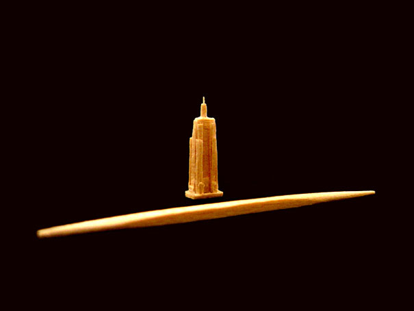 Tiny Sculptures Made From A Single Toothpick Tiny Sculptures Made From A Single Toothpick