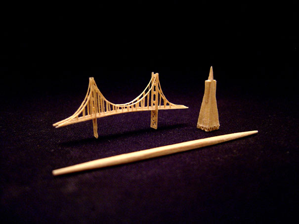 Tiny Sculptures Made From A Single Toothpick
