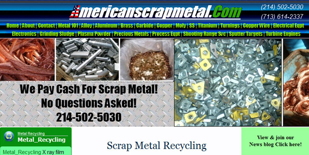 Scrap metal recycling website with unintentionally inappropriate domain name.