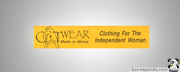 Yellow logo with text "C@T WEAR Made in Maine" and "Clothing For The Independent Woman," featuring a cat graphic. Yellow logo with text "C@T WEAR Made in Maine" and "Clothing For The Independent Woman," featuring a cat graphic.