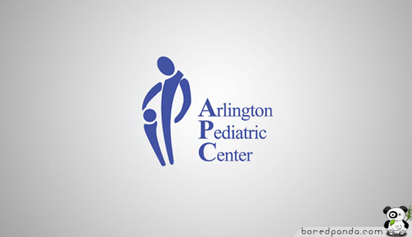 Controversial logo design for Arlington Pediatric Center in blue and white. Controversial logo design for Arlington Pediatric Center in blue and white.