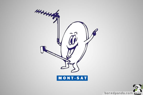 Cartoon satellite character with a TV antenna in a humorous logo design. Cartoon satellite character with a TV antenna in a humorous logo design.