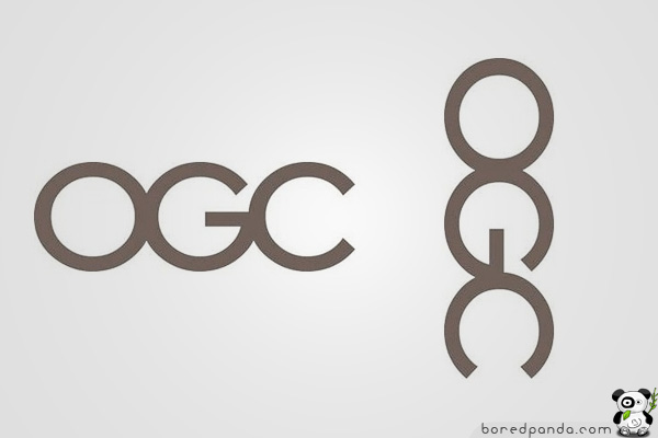 A logo with the letters "OGC" arranged in a way that causes design confusion, exemplifying poor logo approval.